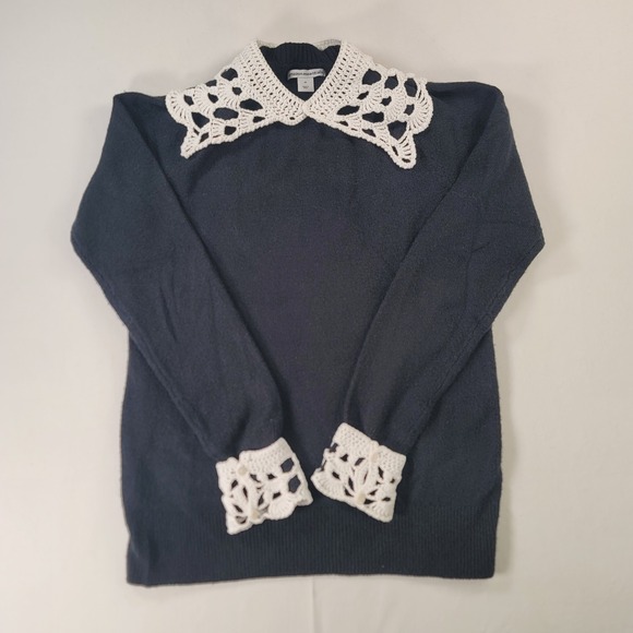 Handmade Tops - Handmade Crochet Detachable Collar Cuffs Set Cottagecore Dark Academia Sweater